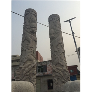 Grey Granite Column Architectural Sculptured
