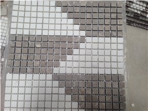 Interior Stone White and Red Mosaic Wall Floor