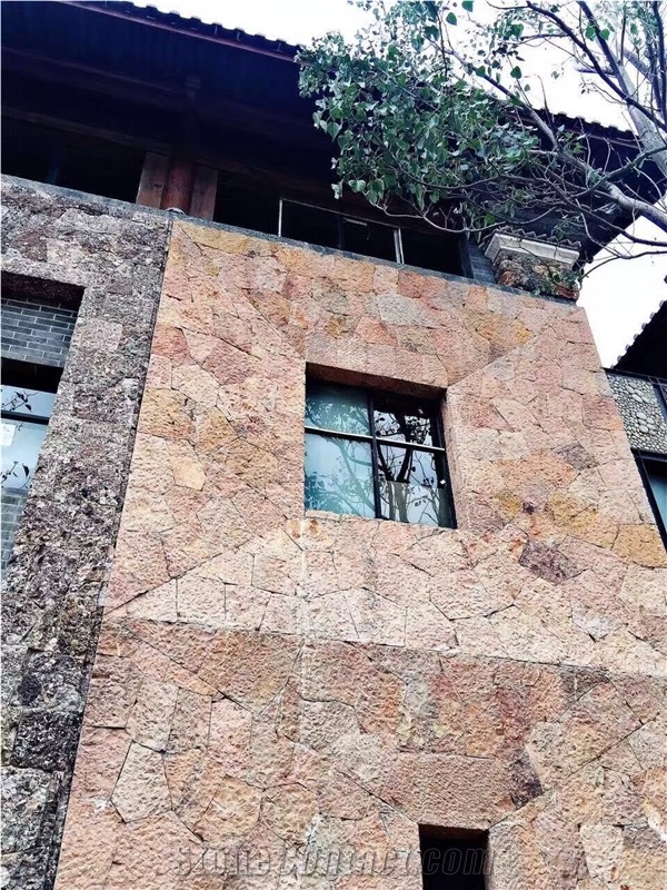 Red Color Cultured Stone Wall Cladding Stone Decor