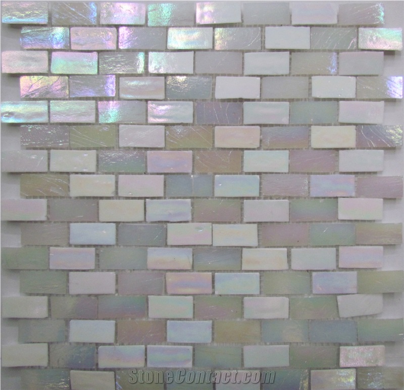 White Color Mosaic Glass Manmade Stone Wall