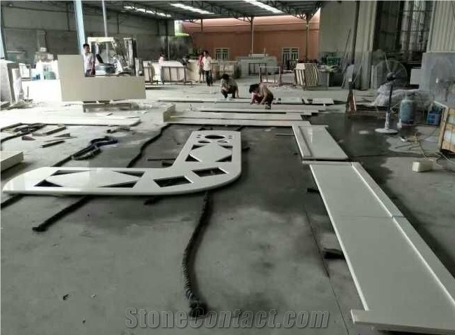 White Quartz Stone Kitchen Countertops Bar Top