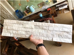 White Quartzite Cultured Stone Garden Wall Corner