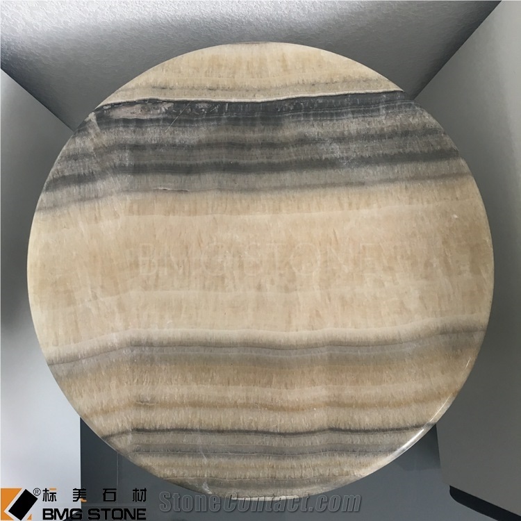 Brown Round Tiger Onyx Table Tops, Recetion Desk