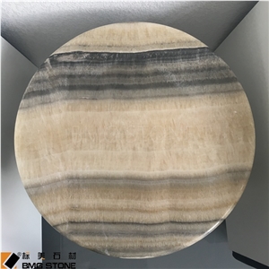 Brown Round Tiger Onyx Table Tops, Recetion Desk
