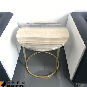 Brown Round Tiger Onyx Table Tops, Recetion Desk