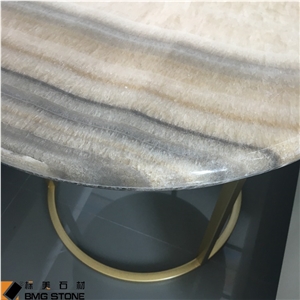 Brown Round Tiger Onyx Table Tops, Recetion Desk