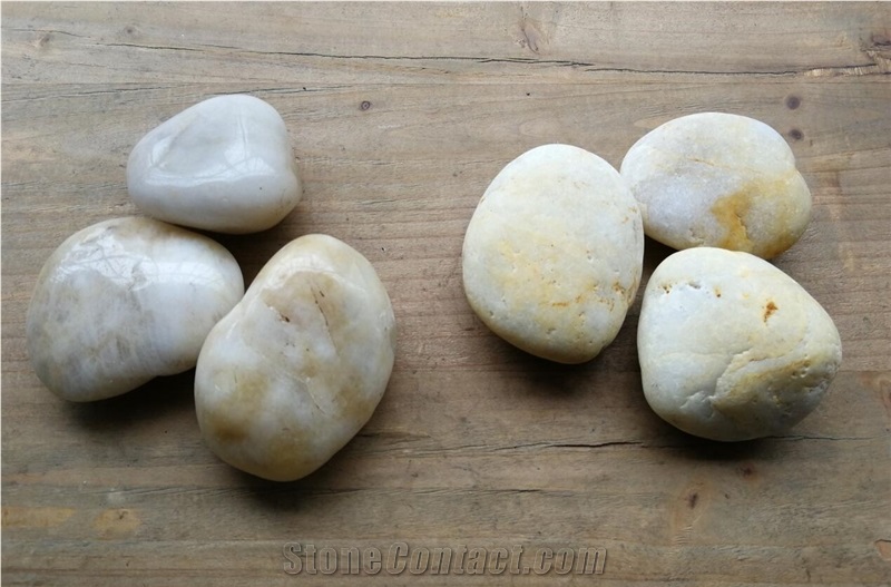 White Beige River Stone Pebble Ordinary Polished