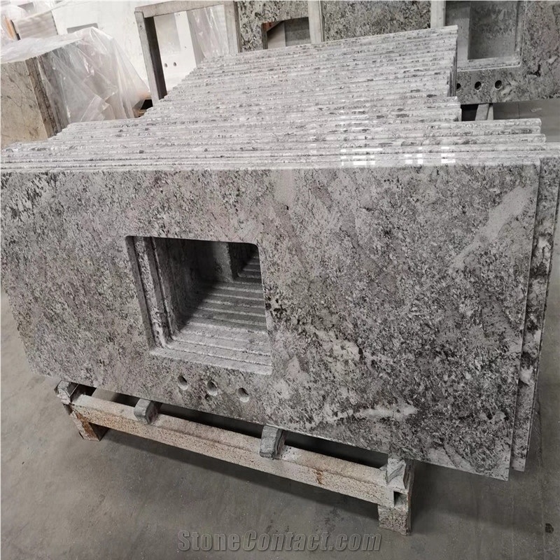 Alaska White Granite Bathroom Countertops Fabricated Pattern