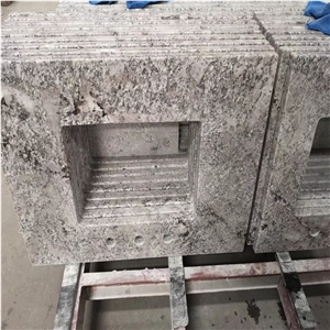 Alaska White Granite Bathroom Countertops Fabricated Pattern