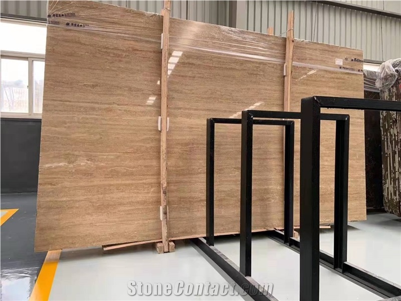 Iran Brown Travertine Slabs And Coffee Flooring Tiles