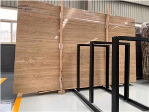 Iran Brown Travertine Slabs And Coffee Flooring Tiles