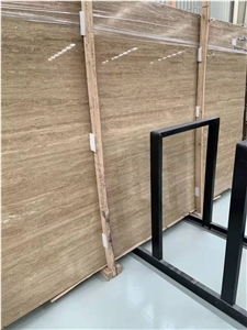 Iran Brown Travertine Slabs And Coffee Flooring Tiles