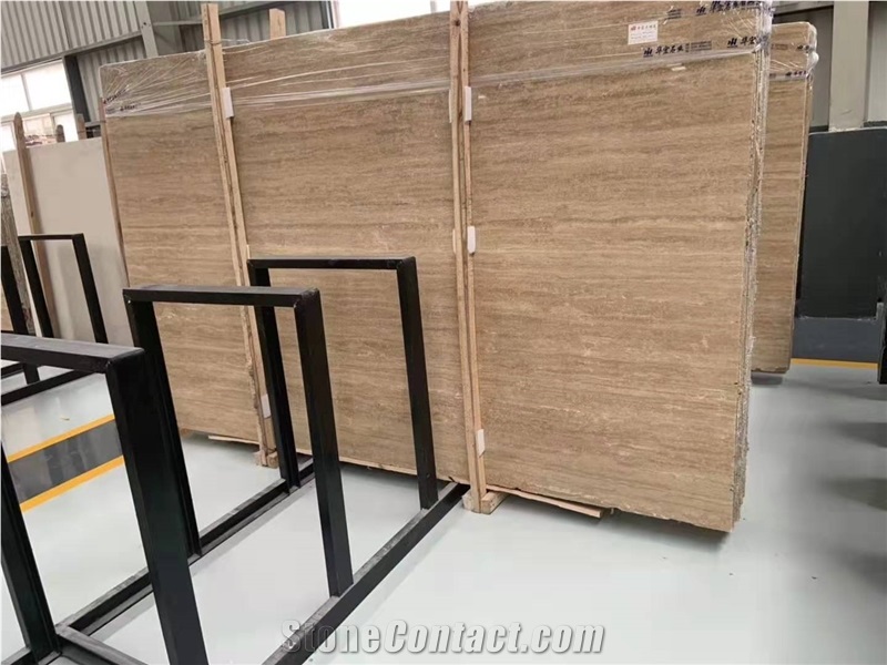 Iran Brown Travertine Slabs And Coffee Flooring Tiles