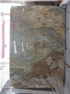 Natural Stone Blue Brown Onyx Slabs For Hotel Wall Cladding
