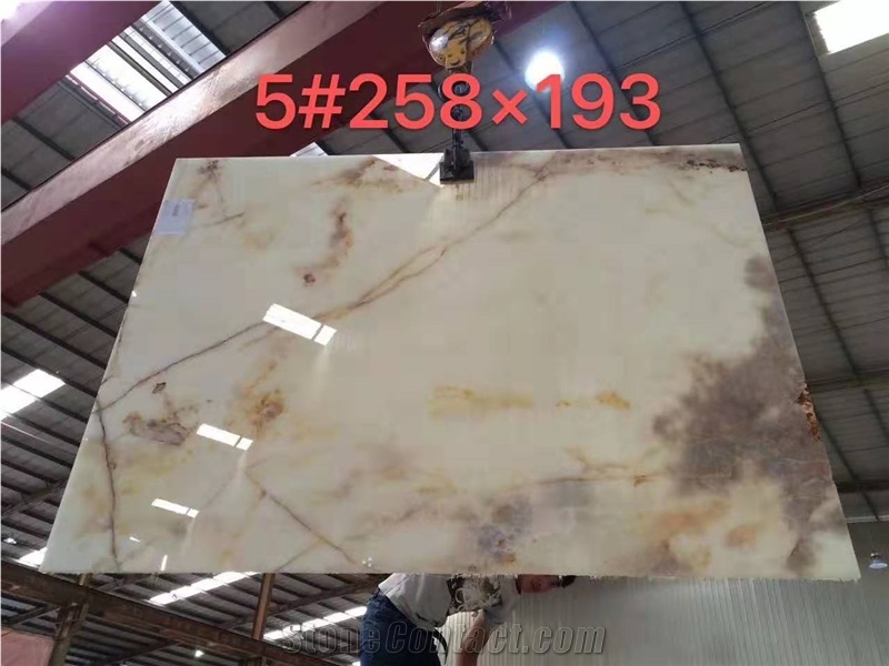 Turkey White Onyx Stone Big Slabs For Flooring Residential