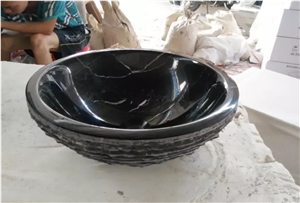 Bathroom Black Nero Marquina Marble Oval Sinks