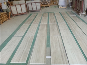 Beautiful Straight Line Wood Grain White Marble