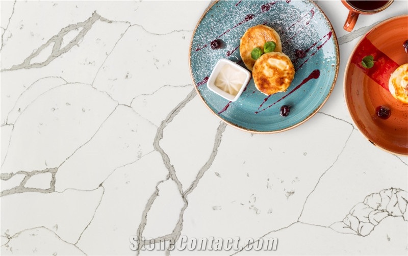 Gold Vein Quartz Kitchen Prefab Island Countertops