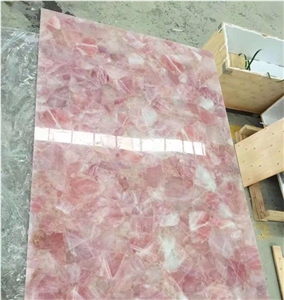 Pink Flower Semiprecious Stone Walling Slabs Tiles
