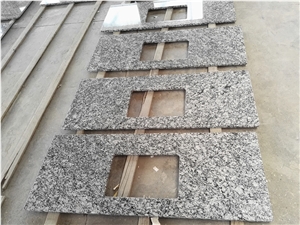 Prefab Island Tops Spary White Granite for Kitchen