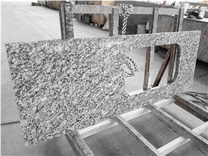 Prefab Island Tops Spary White Granite for Kitchen