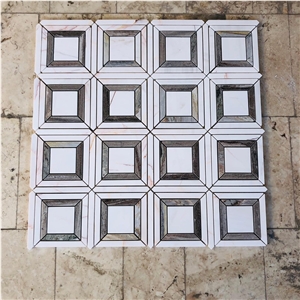 Dolomite Marble Rubik Rhombix Square Mosaic Tiles