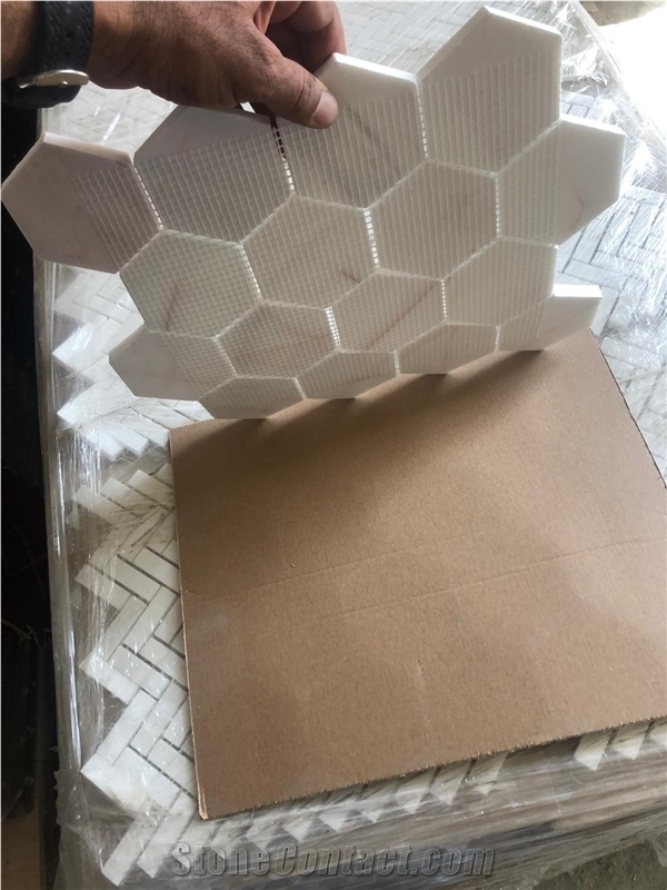Dolomite Marble Rubik Rhombix Square Mosaic Tiles