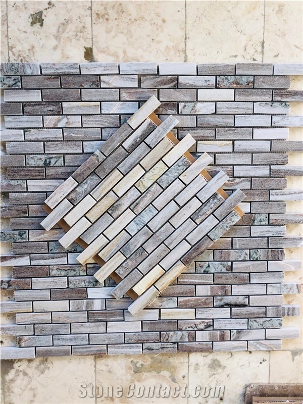 Palissandro Marble Framework Brick Mosaic Tiles