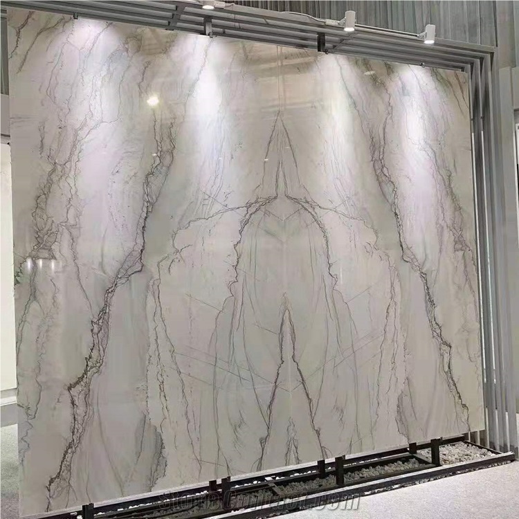 Brazil White Quartzite Black Lines Stone Slabs