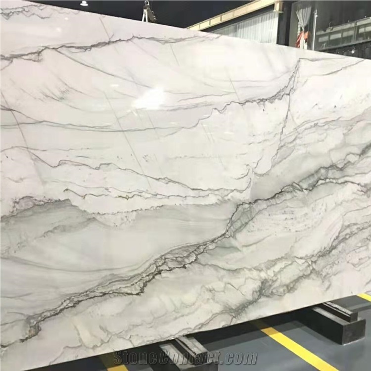 Brazil White Quartzite Black Lines Stone Slabs