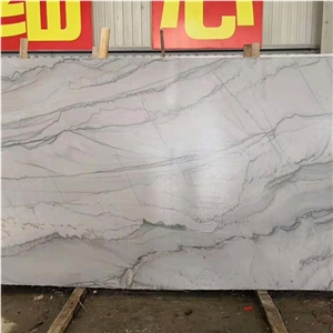 Brazil White Quartzite Black Lines Stone Slabs