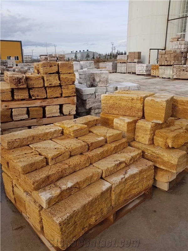 Classic Gold Travertine Wall Stock Stone Masonry