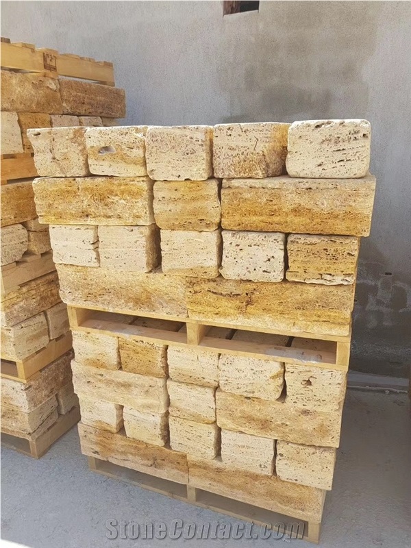 Classic Gold Travertine Wall Stock Stone Masonry