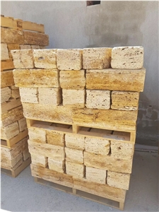 Classic Gold Travertine Wall Stock Stone Masonry