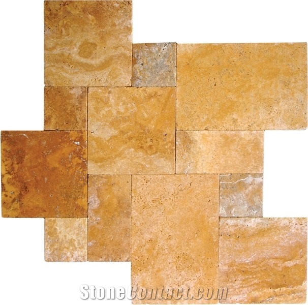 Classic Gold Travertine Wall Stock Stone Masonry
