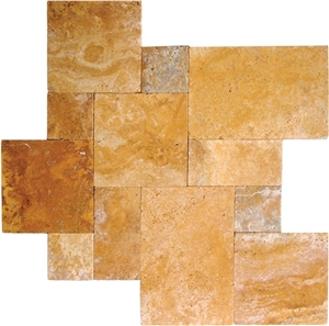 Classic Gold Travertine Wall Stock Stone Masonry