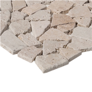 Classic White Travertine Chipped Mosaic Wall Tile Classic White Travertine Chipped Mosaic Wall Tile