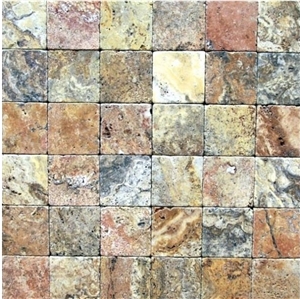 Multicolor Travertine Brick Cladding Mosaic