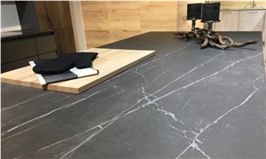 Pietra Grey Marquina Marble Kitchen Top Customized