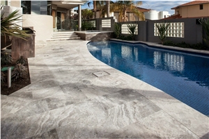 Silver Grey Travertine Pool Coping Tiles Exterior Floor