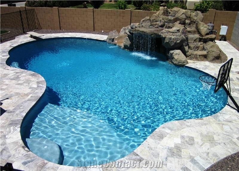 Silver Travertine Swimming Pool Coping Tiles