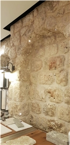 Sun Golden Travertine Cube Stone Castle Wall Rocks Exterior