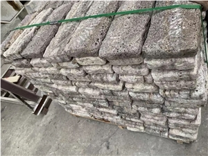 Tumbled Titanium Silver Travertine Cube Stone,Grey Stone Exterior Floor