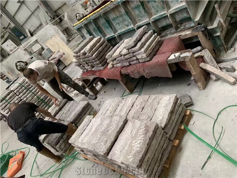 Tumbled Titanium Silver Travertine Cube Stone,Grey Stone Exterior Floor