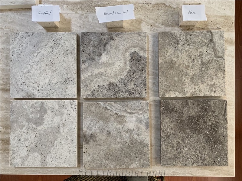 Tumbling Silver Travertine & Limestone Cube Stone Sample Set