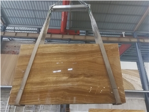 Chinese Yellow Wooden Marble Slabs for Sale