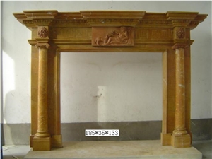 Brown Marble Simple Design Fireplace Mantel Brown Marble Simple Design Fireplace Mantel