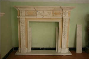 China Natural Yellow Marble Fireplace Decoration