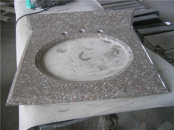China Red Granite Bath Top / Costom Bathroom
