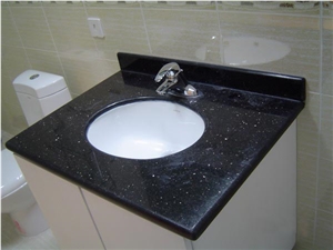 Engineered Black Galaxy Granite Kitchen Bar Tops